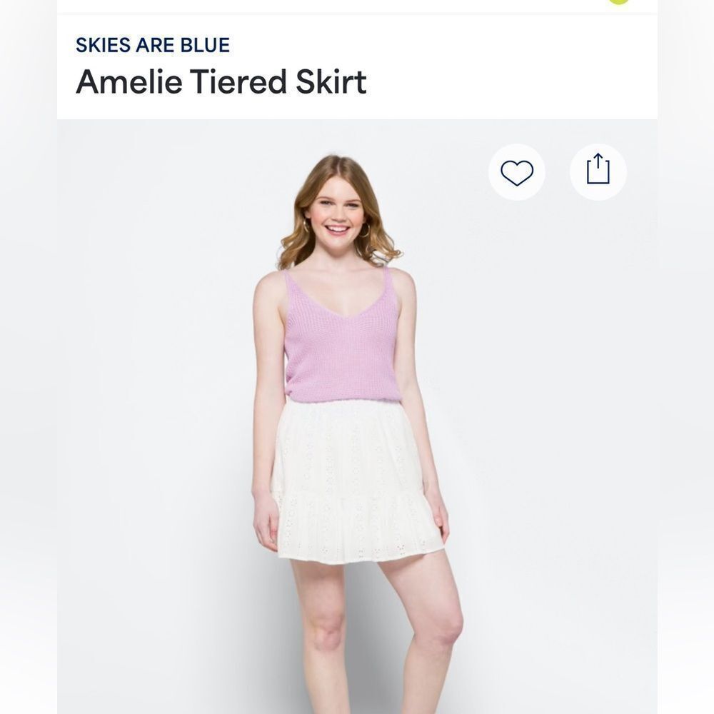 SKIES ARE BLUE Amelie Tiered Cream White Skirt